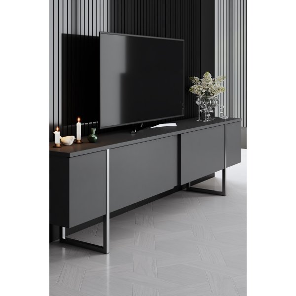 Meuble TV Lux - Anthracite/argent