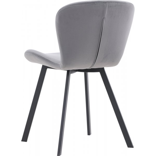 Chaise de salle  manger Lilja - Velours gris/noir