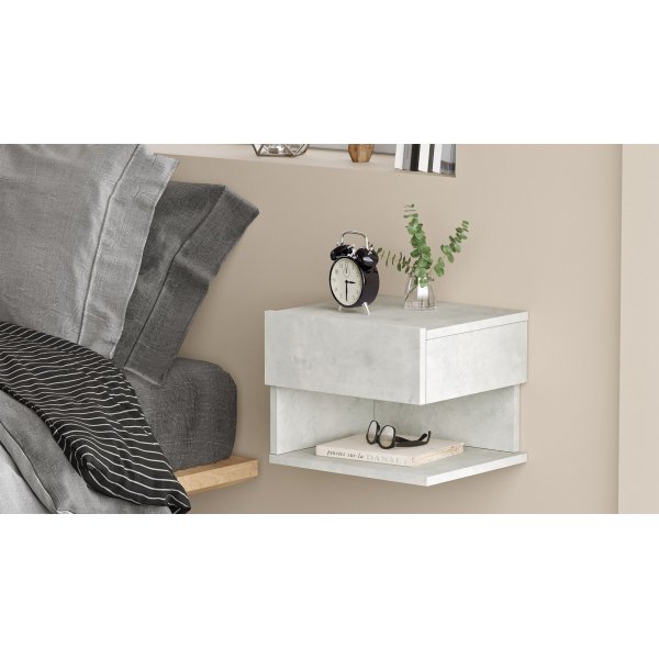 Table de chevet suspendue Luvio imitation ciment Table de chevet suspendue Luvio imitation ciment