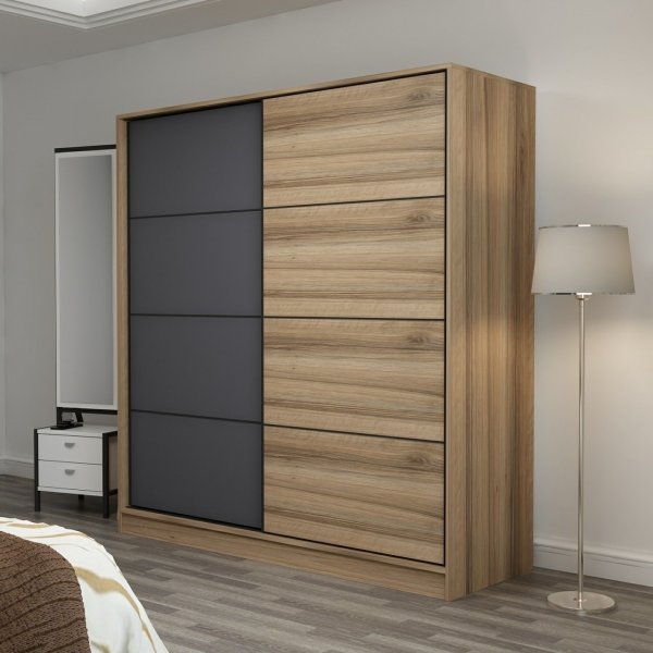 Armoire Kapusta 180 cm - Marron/anthracite/marron Armoire Kapusta 180 cm - Marron/anthracite/marron