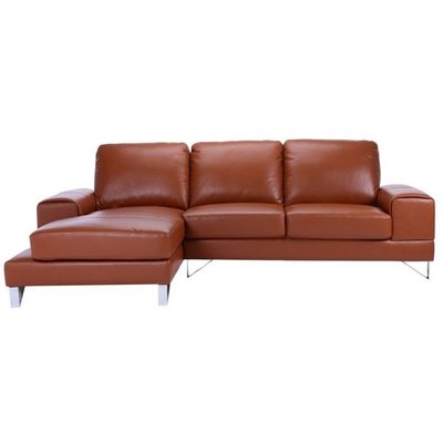Halmby L-soffa divan hger - Ljusbrun