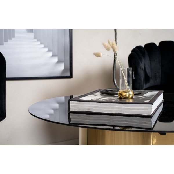 Table basse Alby Ø75 cm - Verre noir/laiton Table basse Alby Ø75 cm - Verre noir/laiton
