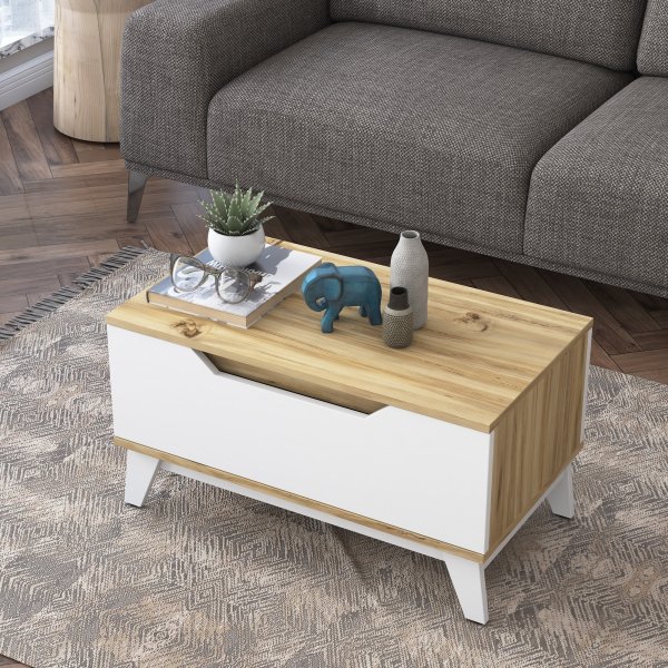 Abby soffbord 80x45 cm - Ek/vit Abby soffbord 80x45 cm - Ek/vit