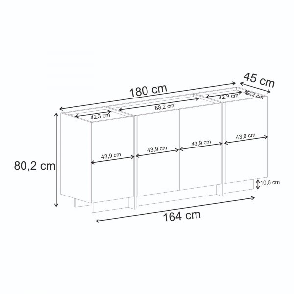 Sideboard Dromma 180 cm - Antracit/Svart