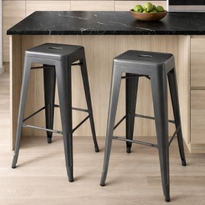 Barstol borstad metall + M�beltassar