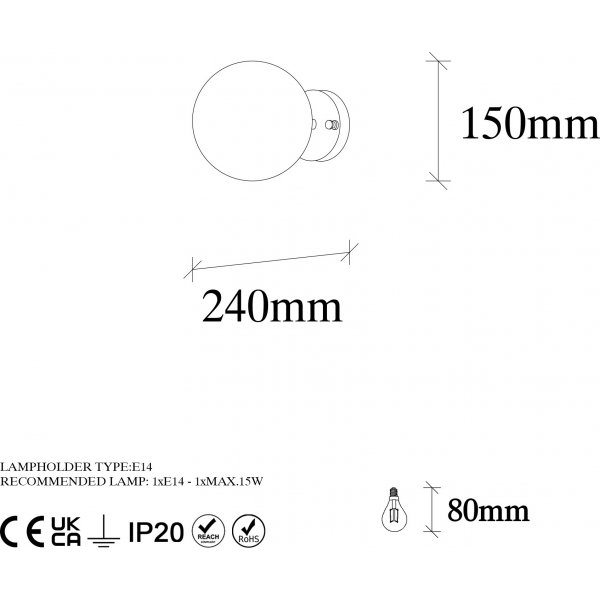 Atlas wandlamp 10225 - Zwart