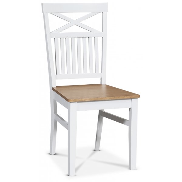 Gåsö matgrupp: Bord 160/210 cm inklusive 4 Fårö stolar med kryss - Ek/vit Gåsö matgrupp: Bord 160/210 cm inklusive 4 Fårö stolar med kryss - Ek/vit