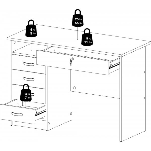 Bureau Function Plus avec 4 tiroirs 109,3 x 48,5 cm - Chêne Bureau Function Plus avec 4 tiroirs 109,3 x 48,5 cm - Chêne