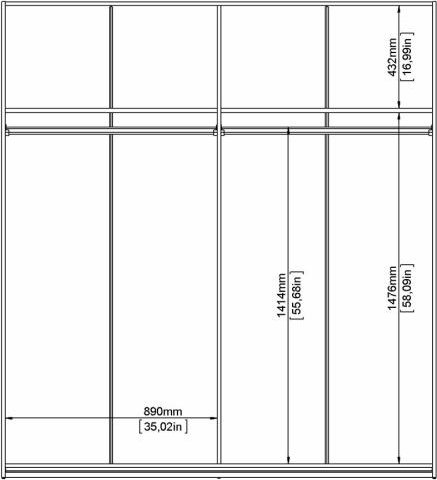 Armoire Vérone avec porte miroir - Blanc Armoire Vérone avec porte miroir - Blanc