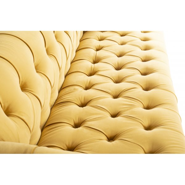 Canapé 3 places en velours jaune - Chesterfield Canapé 3 places en velours jaune - Chesterfield
