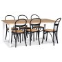 Eetkamerset; tafel 180x90 cm - Wit / geolied eiken met 6 stoelen