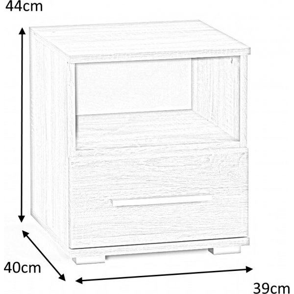 Nachtkastje Abdel - Wit/eiken Nachtkastje Abdel - Wit/eiken
