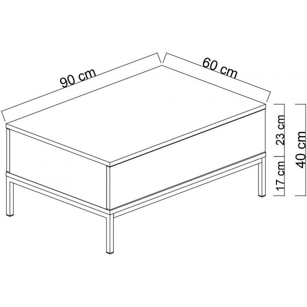 Table basse Lord 90 x 60 cm - Anthracite/argent