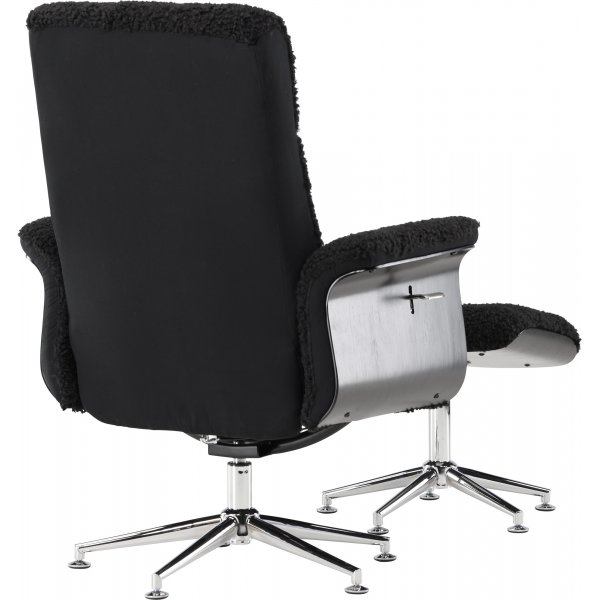 Reclinerfåtölj med fotpall Svart / Krom - Hagön + Textilrengöring för möbler Reclinerfåtölj med fotpall Svart / Krom - Hagön + Textilrengöring för möbler