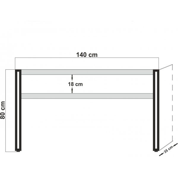 Table d'appoint Cosmo 140 x 35 cm - Pin/noir Table d'appoint Cosmo 140 x 35 cm - Pin/noir