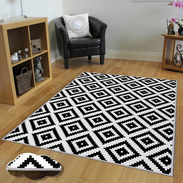 Intersect matta 120 x 180 cm - Svart/vit