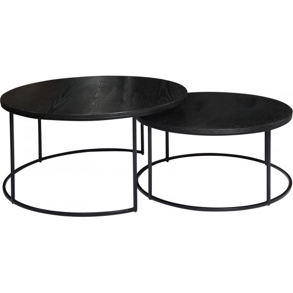 Table basse Natalie 2 sets Ø85/70 cm - Placage frêne noir Table basse Natalie 2 sets Ø85/70 cm - Placage frêne noir
