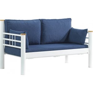 Kappis 2-sits utesoffa - Vit/blå + Fläckborttagare för möbler Kappis 2-sits utesoffa - Vit/blå + Fläckborttagare för möbler