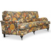 Savoy 3-sits svängd soffa med blommigt tyg - Havanna Brun Savoy 3-sits svängd soffa med blommigt tyg - Havanna Brun