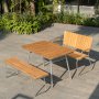 Mllan utegrupp i teak: soffa + bnk och matbord 120x80 cm