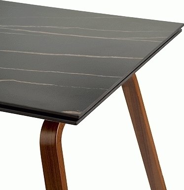 Lozano matbord 140-200 x 82 cm - Svart marmor/valnt