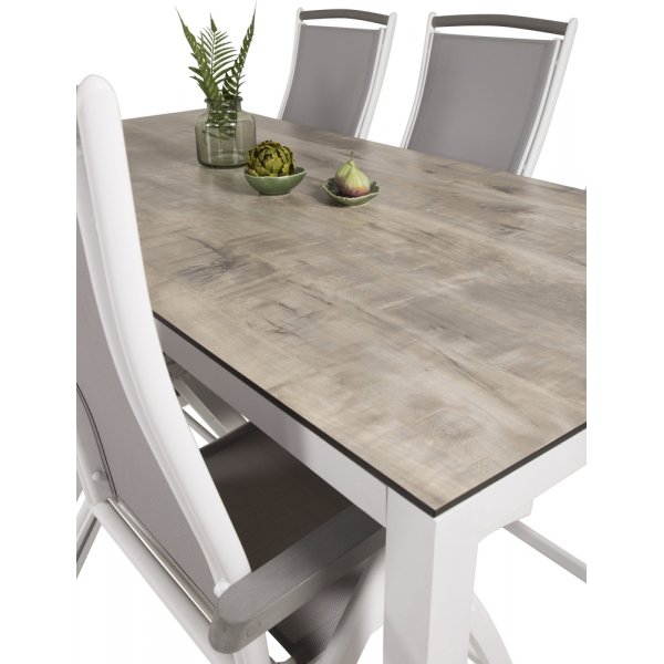 Llama utematgrupp med 6 st Albany stolar - Vit/Grå Llama utematgrupp med 6 st Albany stolar - Vit/Grå