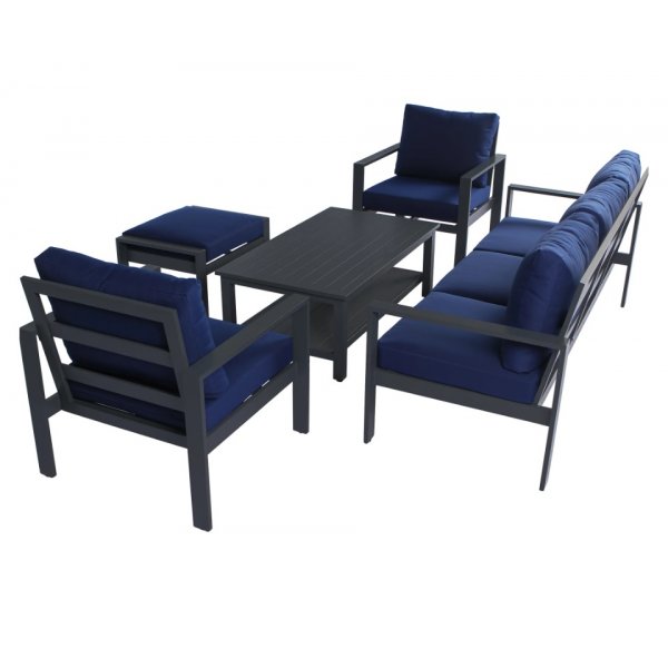 Djursvik utegrupp, 3-sits soffa med fåtöljer, bord och sittpall Djursvik utegrupp, 3-sits soffa med fåtöljer, bord och sittpall