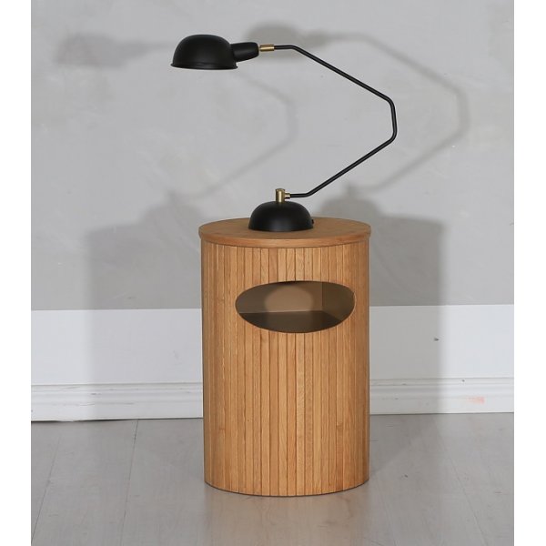 Nova rond nachtkastje met opbergruimte Geolied eikenhout + Meubelpoten