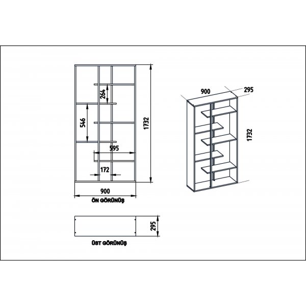 Presto bokhylla - Valnt/svart