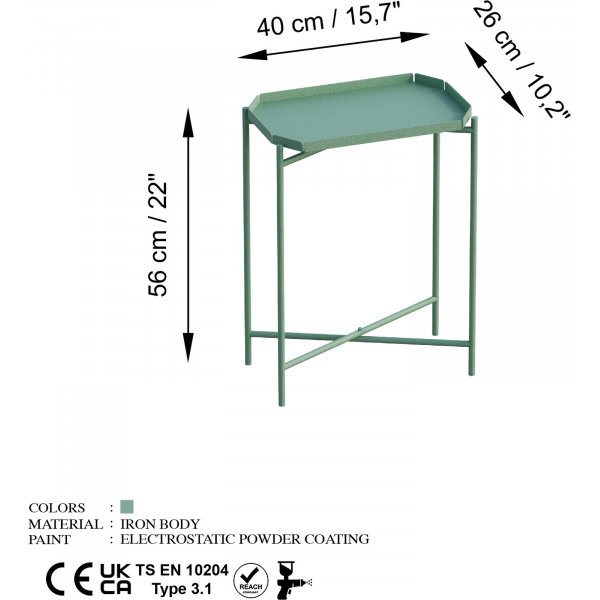 Table basse Vela 40 x 26 cm - Vert Table basse Vela 40 x 26 cm - Vert
