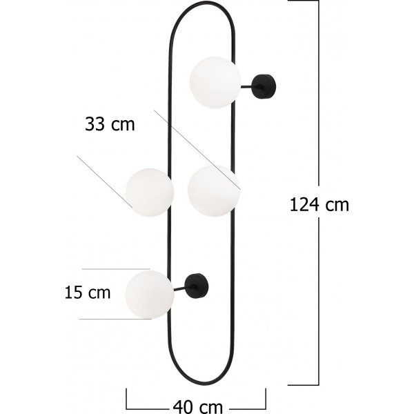 Abakus wandlamp 4921 - Zwart/wit