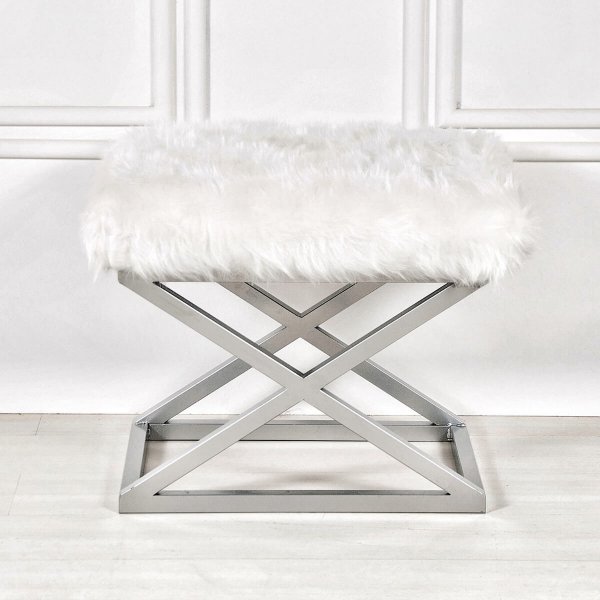 Pouf Capraz Plush - Argent/blanc Pouf Capraz Plush - Argent/blanc