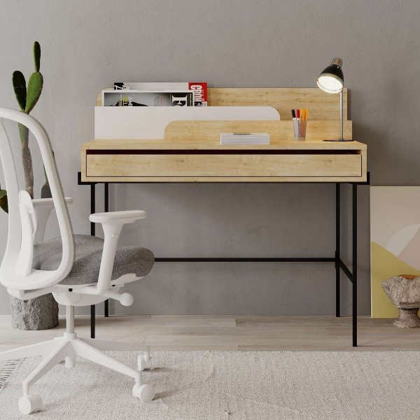 Leila skrivbord 108x60 cm - Ek/vit