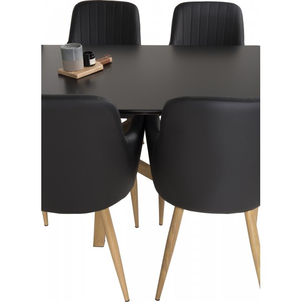 Piazza matbord 180 x 90 cm - Svart/ek-look