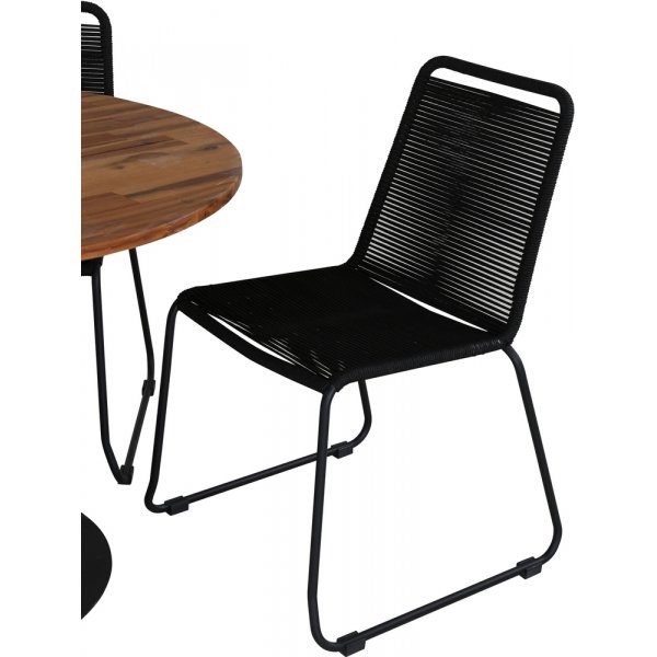 Cot utematgrupp med 4 st Lindos stolar - Svart/Natur