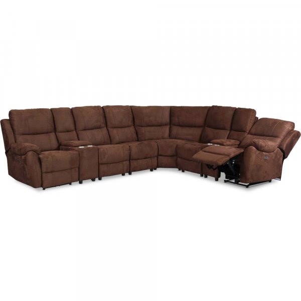 Reclinersoffa deluxe - 6-sits el-styrning - Brunt microfibertyg Reclinersoffa deluxe - 6-sits el-styrning - Brunt microfibertyg