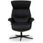Marbck reclinerftlj med fotpall - Svart lder / Tr