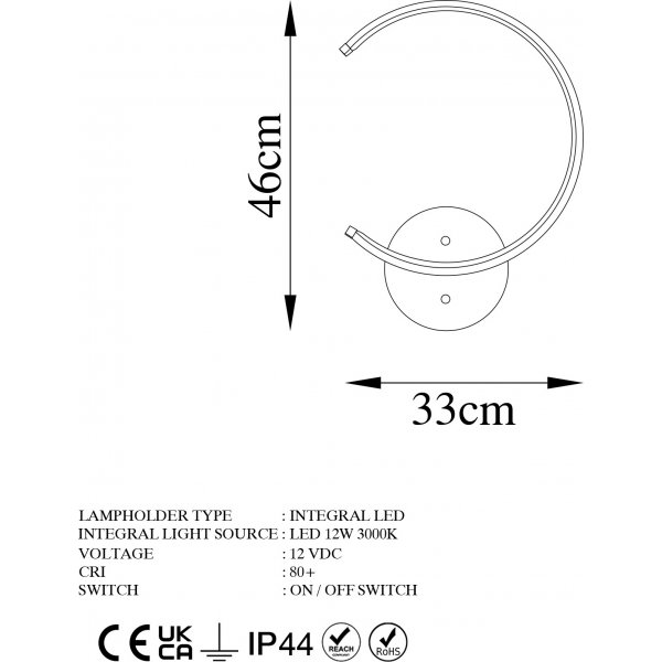 Luno wandlamp - Zwart