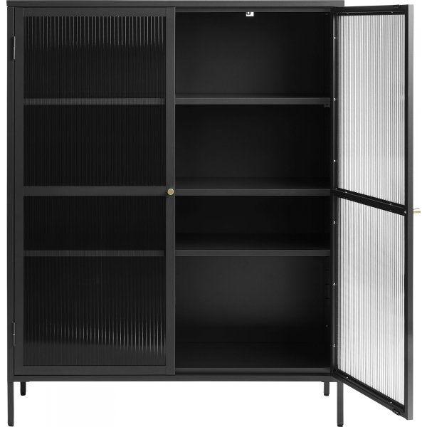 Armoire en métal noir Dobb avec portes vitrées Armoire en métal noir Dobb avec portes vitrées