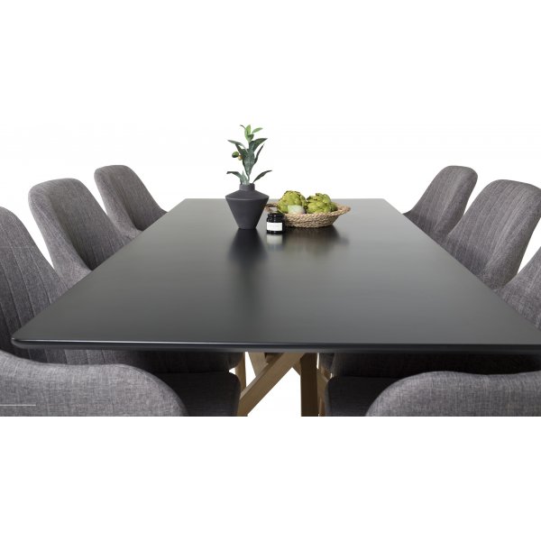 Piazza matbord 180 x 90 cm - Svart/ek-look