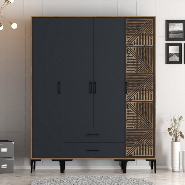 Armoire Kumsal 15 Noyer/anthracite Armoire Kumsal 15 Noyer/anthracite
