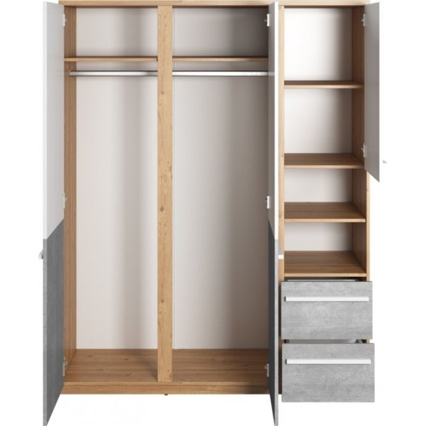 Plano kledingkast 150 cm - Nash eiken/wit/grijs Plano kledingkast 150 cm - Nash eiken/wit/grijs