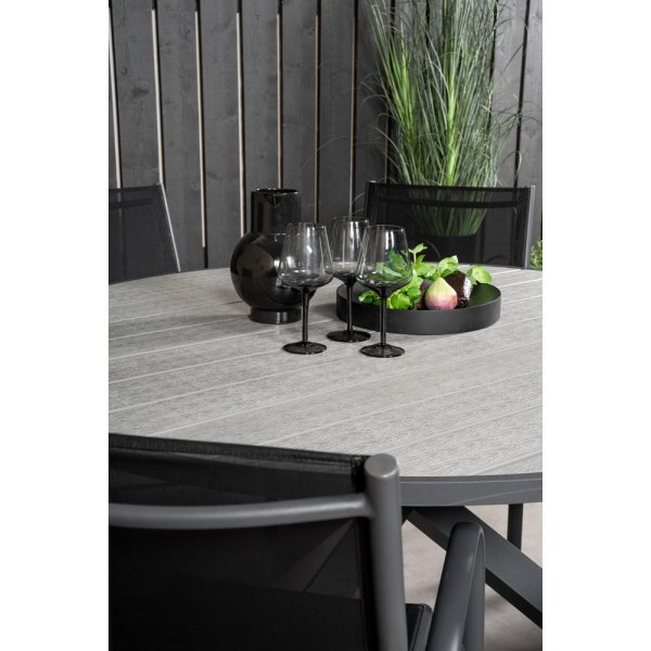 Parma utematgrupp med 6 st Santorini stolar - Svart/Gr