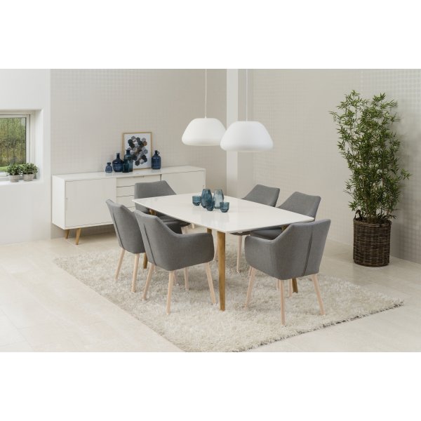 Nora fauteuil - Grijs/wit gepigmenteerd eiken