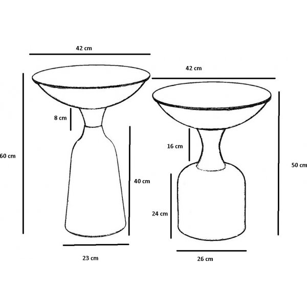 Chalice sidobord set 46/56 cm - Guld