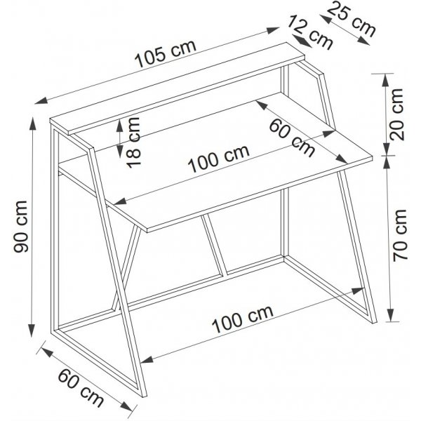 Bureau Lissa 105 x 60 cm - Chne saphir/blanc