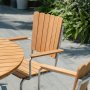 Mllan utegrupp i teak: 6 st karmstolar med matbord 130 cm