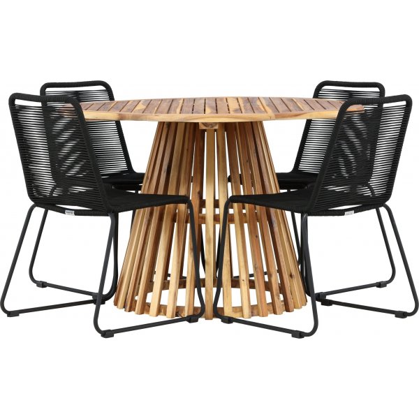 Lumpur rund matgrupp med 4 st Lindos stolar - Svart + 3.00 x Möbeltassar Lumpur rund matgrupp med 4 st Lindos stolar - Svart + 3.00 x Möbeltassar