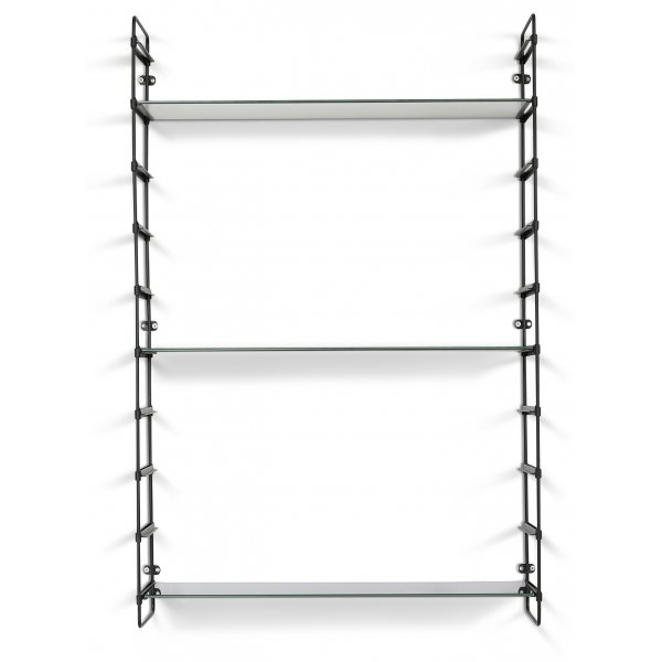 Stream svart vägghylla med svart glasmarmor hyllplan Stream svart vägghylla med svart glasmarmor hyllplan