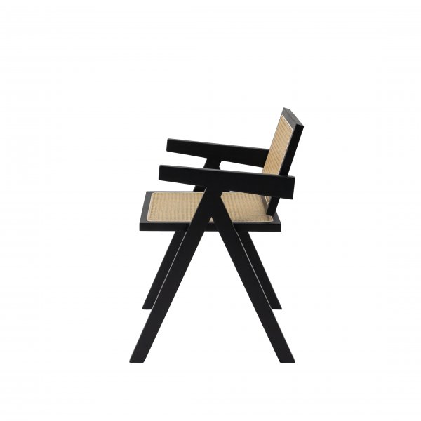 Anna karmstol - Svart med konstrotting i sits & rygg Anna karmstol - Svart med konstrotting i sits & rygg